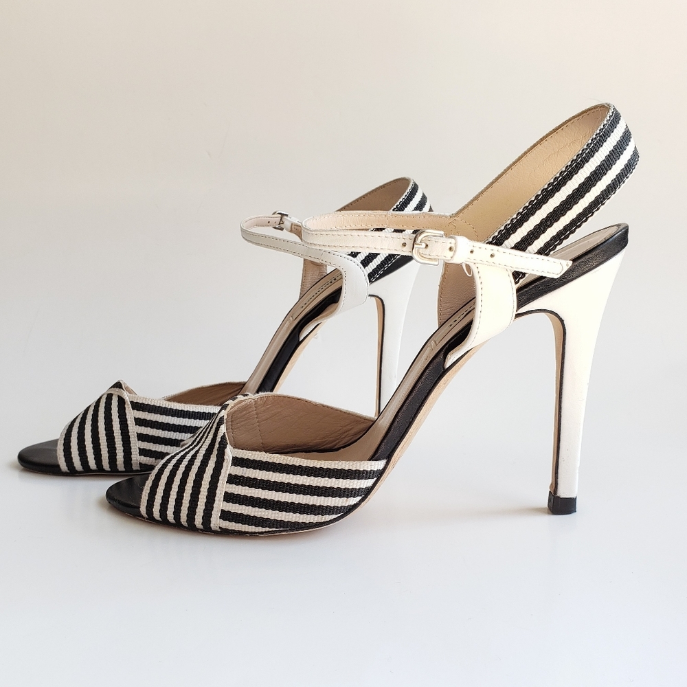 LK Bennett | Leather and Grosgrain Peep Toe Sandals